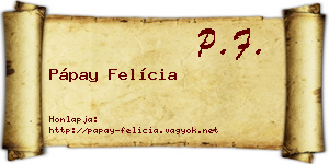 Pápay Felícia névjegykártya